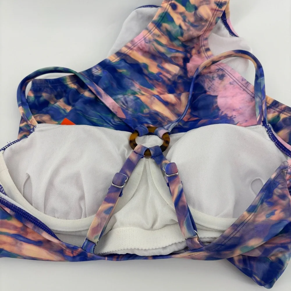 Freely One Piece Swimsuit Womens Small Blue Multi NWT RingBack Underwire Tie Dye